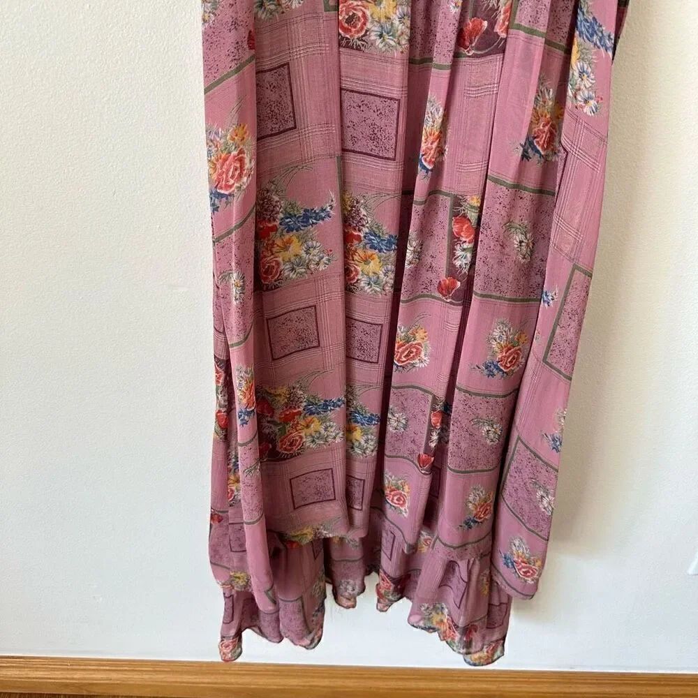 Nicole Miller for P.J Walsh New York Vintage Mauve Multi Color Floral Silk Midi - Picture 8 of 11